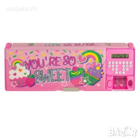 Несесер с калкулатор, Розов, 25.5x3x9см.