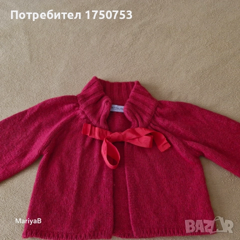 Италианско червено болеро с мерино, снимка 8 - Детски пуловери и жилетки - 52296742
