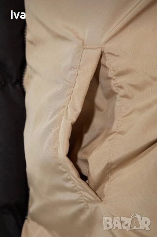 Двулицево зимно дълго яке – черно и бежово, снимка 5 - Якета - 52094639