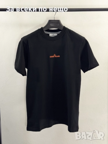 Stone Island Мъжка Черна Тениска С 3D Щампа Отпред И Отзад👕Мъжка Блуза С Къс Ръкав Код V.B.38