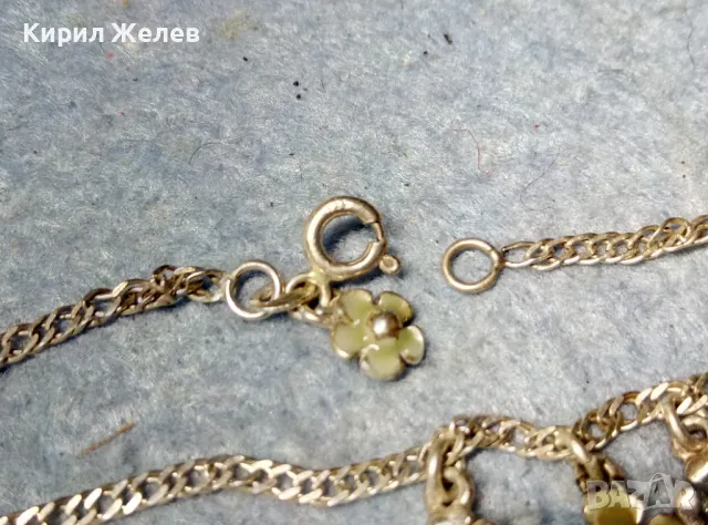 КРАСИВА СРЕБЪРНА ГРИВНА СРЕБРО 925 с ПОСРЕБРЕНИ ФЛОРАЛНИ ВИСУЛКИ PILGRIM с ЕМАЙЛ и СИН ЦИРКОН 37195, снимка 4 - Гривни - 49001419