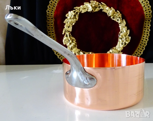 Медна тенджера 750 мл.,чиста червена мед. , снимка 3 - Антикварни и старинни предмети - 52566600