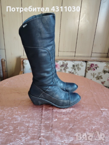 Черни дамски ботуши естествена кожа AICE 41 номер, снимка 2 - Дамски ботуши - 53165898