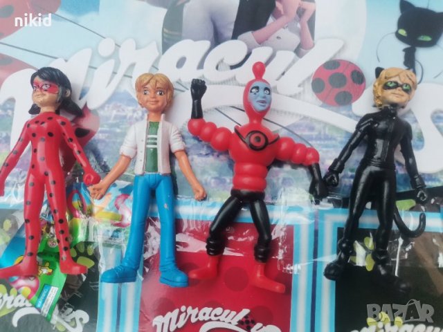 4 бр Калинката и Черния котарак фигурки miraculous ladybug пластмасови за игра и украса торта, снимка 2 - Фигурки - 37576044