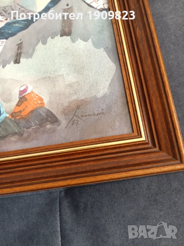 Голям стар акварел , снимка 4 - Картини - 51307913