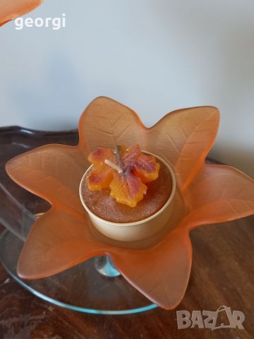 Свещник от цветно стъкло   4/3, снимка 2 - Декорация за дома - 34934269