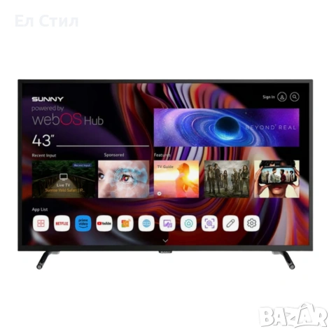 Телевизор Sunny SN43FPRL-W02S – 43" LED Smart TV с WebOS, Wi-Fi и DVB-T2/C/S2, снимка 3 - Телевизори - 53574376