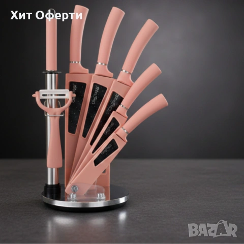 Комплект кухненски н о ж о в е 8 в 1 с въртяща се стойка Cheffinger за подредена кухня, снимка 5 - Други - 53203323