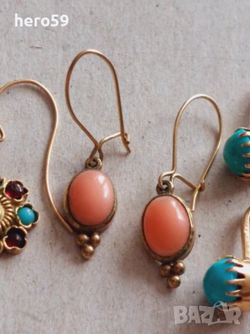 Златни обеци-три броя,злато 14 к., снимка 3 - Обеци - 43491202