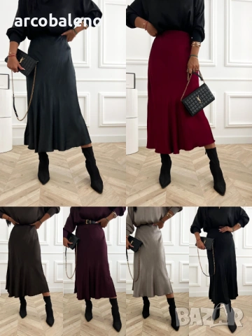 Дамска сатенена пола, 6цвята 