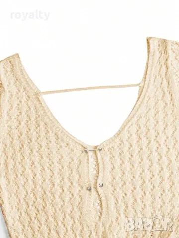 Плетена рокля с разширен дълъг ръкав, налична в два цвята 🥥, снимка 2 - Рокли - 49206271