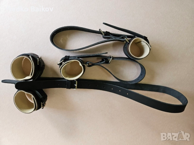 Кожени белезници за фиксация към легло, снимка 5 - Медицински консумативи - 52178725