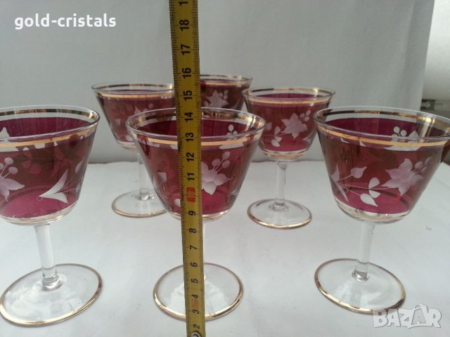 Ретро стъклени чаши гравирани , снимка 3 - Антикварни и старинни предмети - 33682344