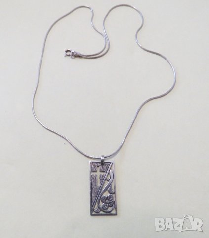 Сребърно синджирче със старина плочка кръст със цветя - Символът на възкресението на Христос сребро, снимка 3 - Колиета, медальони, синджири - 40692742