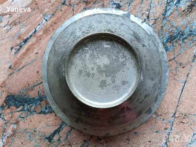 Стара ,калайдисана купа,чиния от 1925 г. с послание . , снимка 6 - Антикварни и старинни предмети - 53249859