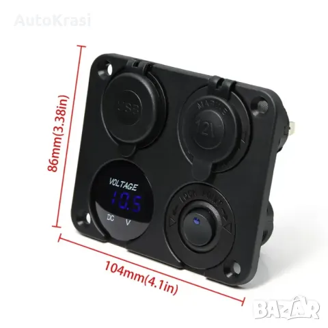 Панел за вграждане табло с 1 бутон ON-OFF с 2бр USB зарядно - C00496, снимка 2 - Аксесоари и консумативи - 49489218