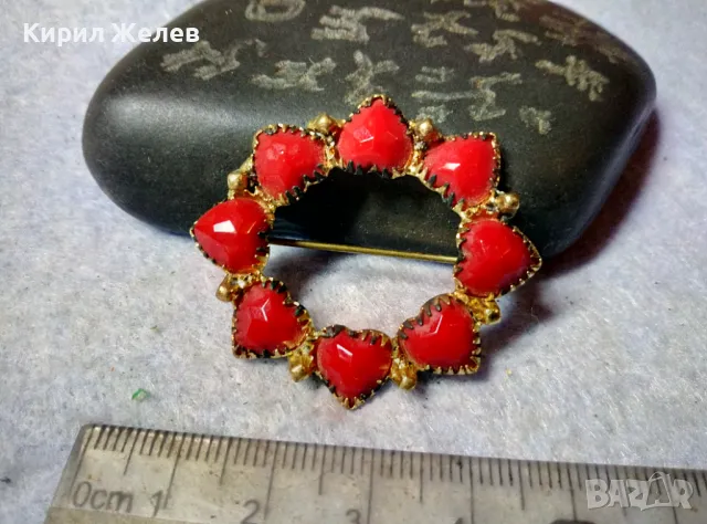 СТАРА ЗЛАТИСТА СКЪПОЦЕННА РЕТРО БРОШКА МАЙСТОРСКА ЮВЕЛИРНА РАБОТА 48772, снимка 5 - Антикварни и старинни предмети - 48733978