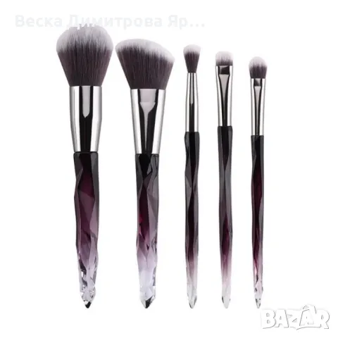 Сет от 5 броя четки за грим с диамантени дръжки HZS52, снимка 14 - Козметика за лице - 47716434