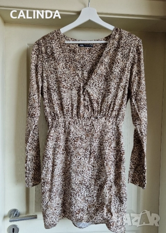 Zara нова есенна рокля кафяв меланж, снимка 2 - Рокли - 52159512