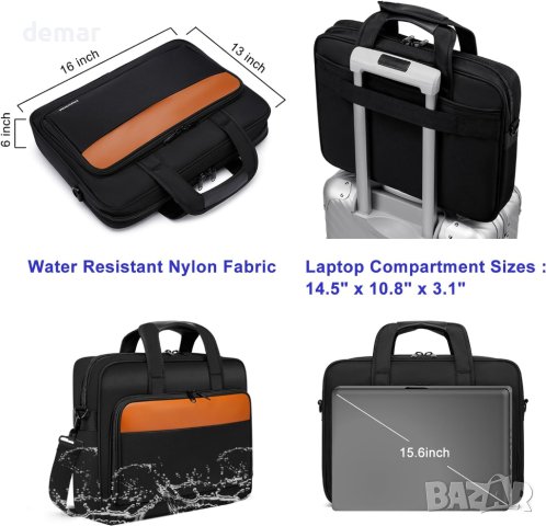 Чанта за лаптоп 15,6 инча, бизнес чанта за лаптоп, водоустойчива, снимка 4 - Чанти - 43426652