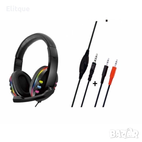 Жични слушалки с микрофон и светлинни индикатори при пускане - EP50, снимка 2 - Други стоки за дома - 52819084