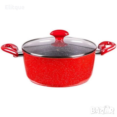 Тенджера Voltz , 2.2л./4л./6.5л.,  Мраморно покритие, Индукция, Червен, снимка 3 - Съдове за готвене - 52815771