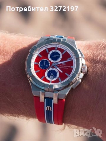 Kварцов часовник MAURICE LACROIX Aikon Special Edition,хронограф,дата,гумена каишка, снимка 4 - Мъжки - 43451964
