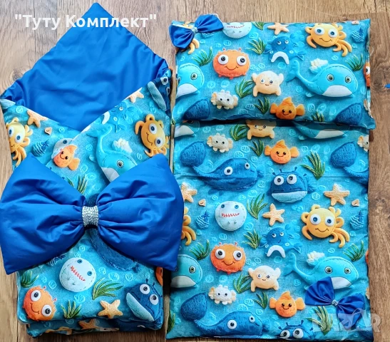 Комплект от памучно портбебе ( одеяло, чувалче),подложка с възглавница, снимка 12 - Спално бельо и завивки - 37954287