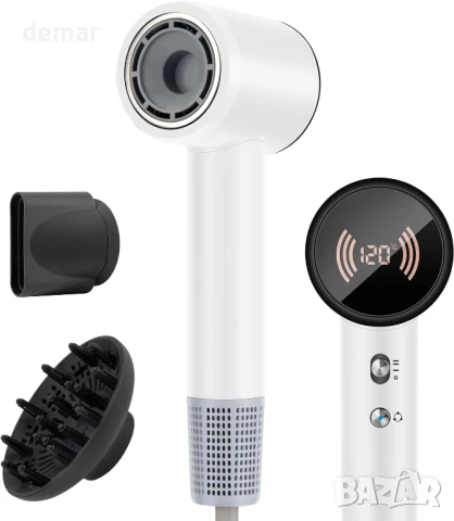 Сешоар Chignon Ionic с дифузер - 110 000 об/мин безчетков, 1600 W, бял, снимка 1