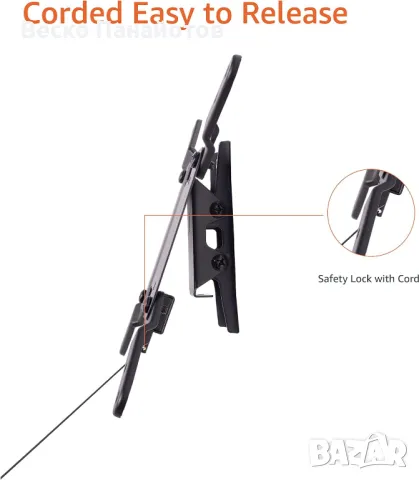 Телевизорна стойка за стена пасва на 12-40 инчови телевизори и VESA 200x200, черен, снимка 8 - Телевизори - 49467202