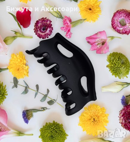 Щипка за коса черна, силиконова, 7 см, #12523-2, снимка 1