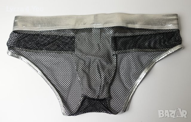 XL нови мъжки еротични слипове в сребристо и черна мрежа, снимка 8 - Бельо - 44072593