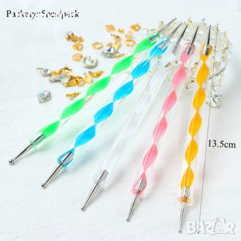 Комплект от 5 бр двустранни инструменти за точки с различни размери/маникюр, снимка 11 - Продукти за маникюр - 32798786