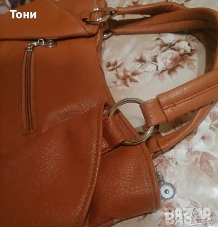 Нова Кожена Дамска Чанта с Цвете , снимка 9 - Чанти - 50691166