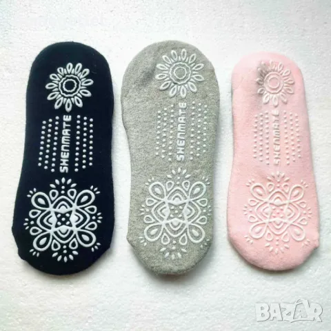 ПРОМОЦИЯ Висококачествени чорапи за спорт и танци с гумирано ходило, против плъзгане (к-т от 3 бр), снимка 2 - Йога - 48038897