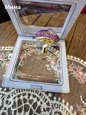 Гривна и пръстен с аметист, снимка 3 - Пръстени - 53128718