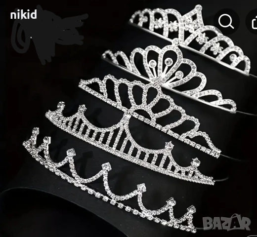 5 вида сребрист венец диадема детска дамска метална , снимка 2 - Аксесоари за коса - 52498227