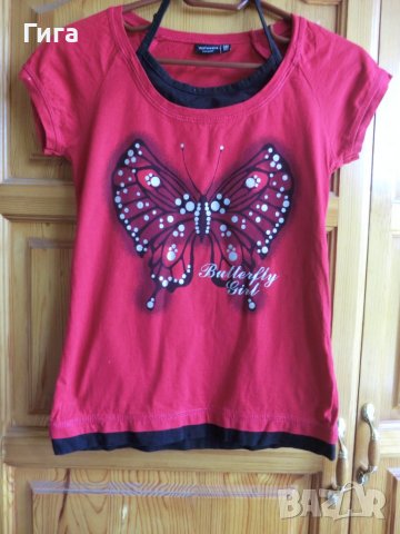 Червена тениска пеперуда, снимка 3 - Детски тениски и потници - 36871265