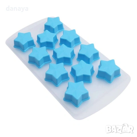 6393 Форма за лед със силиконово дъно Плодове и звездички, снимка 6 - Форми - 53346671