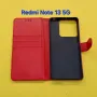 Redmi Note 13 5G калъф страничен с прегради черен син златен червен, снимка 6