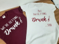 Тениски с щампа за моминско парти, надпис и елементи