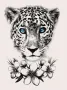 Пума Леопард с цветя черно бял временна татуировка татос татус Tattoo, снимка 3