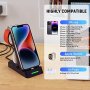 3 в 1 Нова стойка зарядно телефон слушалки часовник Магнитна станция iPhone Apple Watch AirPods, снимка 2
