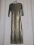 tricot S Дълга елегантна рокля с мокър ефект в старо злато , снимка 3