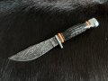 Среден ловен нож Marbles Horn Damascus MR460., снимка 1 - Ножове - 43779988