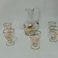 Стъклени чаши чашки и каничка , снимка 5 - Антикварни и старинни предмети - 26952852