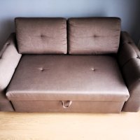 Разтегателен диван с подлакътници, цвят сив, снимка 1 - Дивани и мека мебел - 43325598