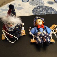 Двойка порцеланови клоуни за окачване , снимка 1 - Декорация за дома - 29047547