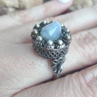 Сребърен пръстен Корона с лунен камък , снимка 1 - Пръстени - 43620923