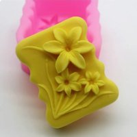 Правоъгълна дълбока форма с 3 цветя цвете и стъбла силиконов молд калъп гипс сапун шоколад и др., снимка 2 - Форми - 23808588